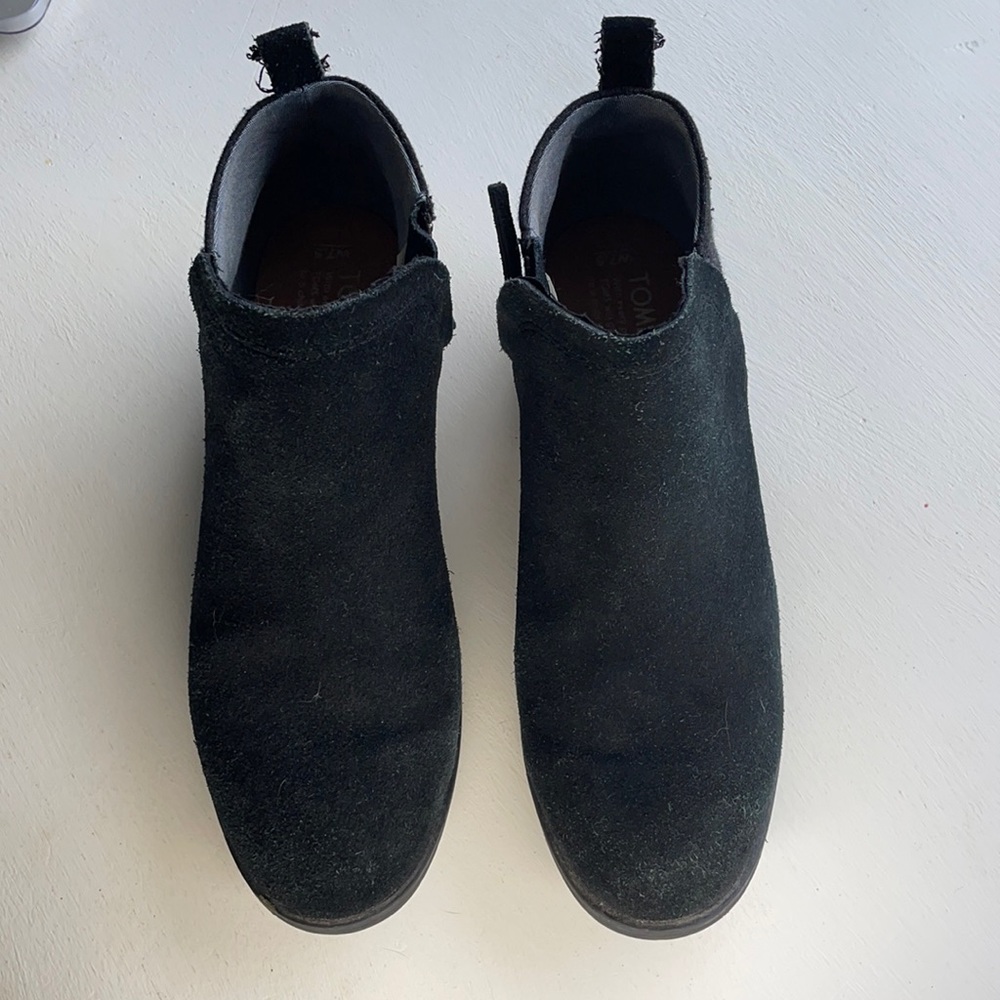 TOM’s Delia Bootie-Women-Black suede/flannel 7.5M
